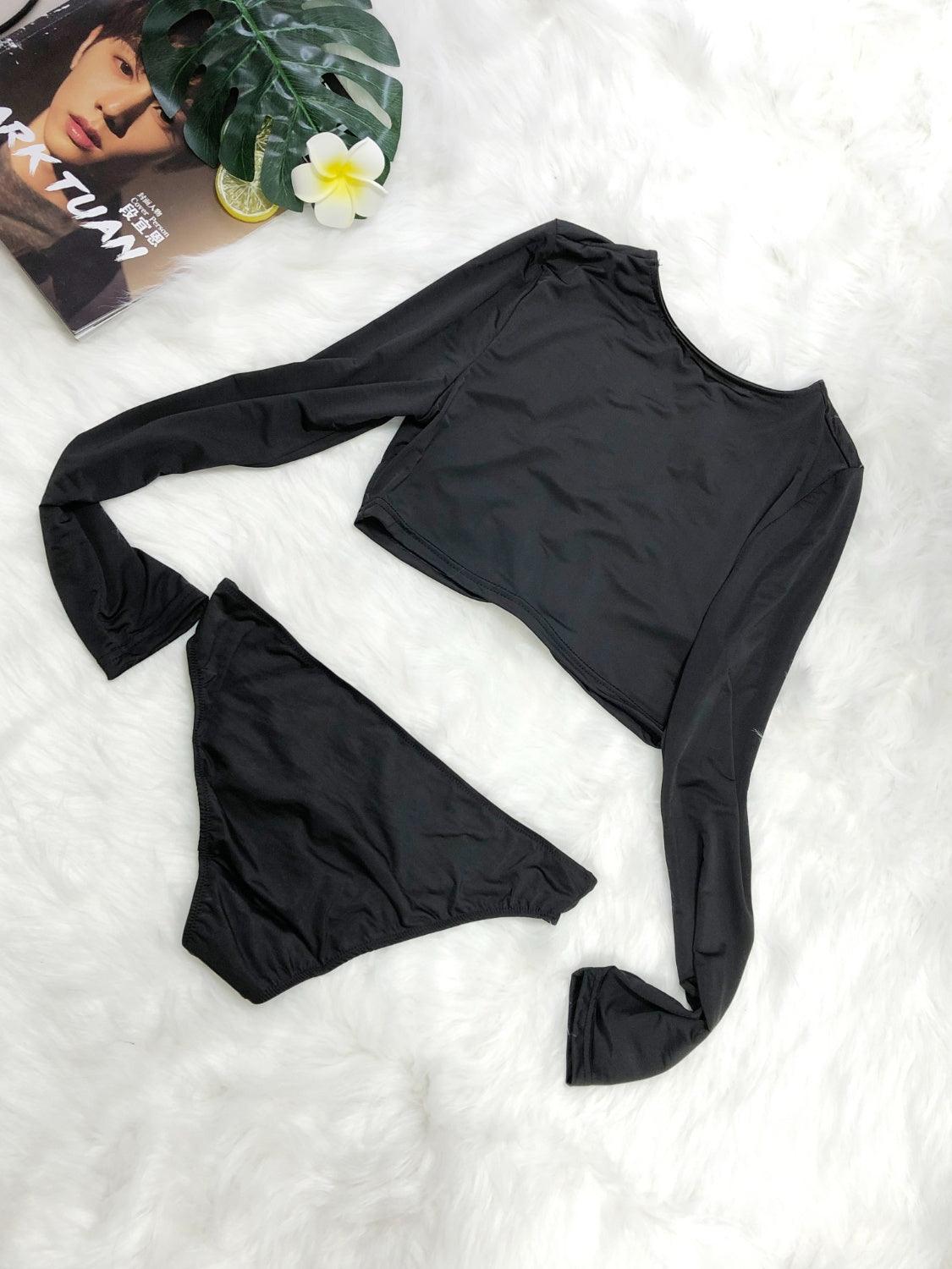 Round Neck Long Sleeve Top and Brief Swim Set Carauana Store