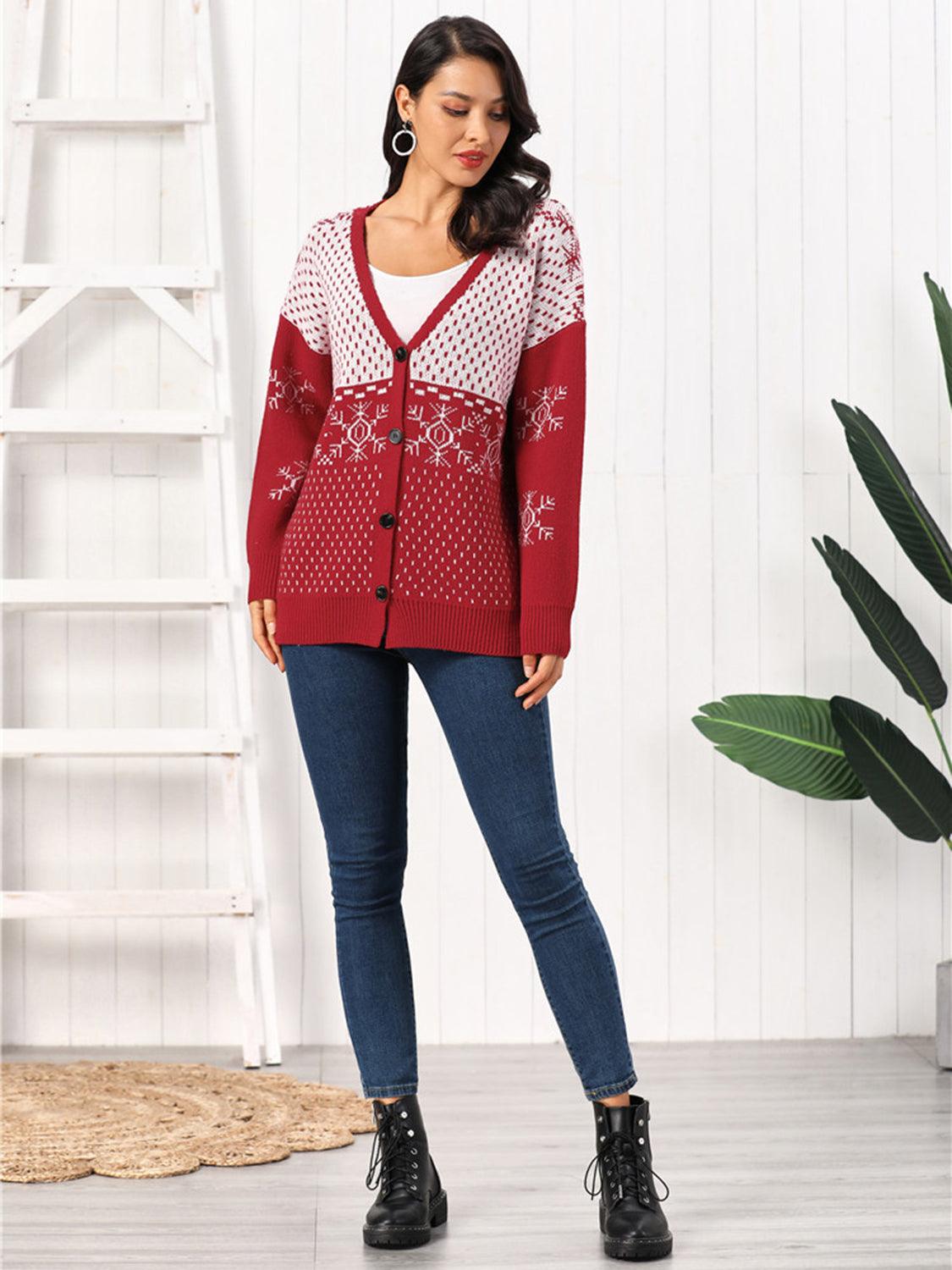 Snowflake Button Down Cardigan Carauana Store