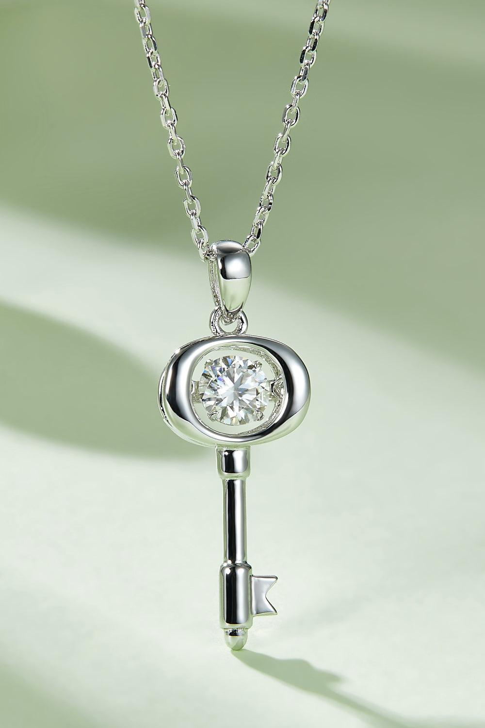 Adored Moissanite Key Pendant Necklace Carauana Store