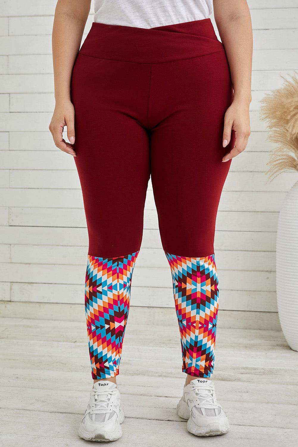 Plus Size Geometric Print High Waist Leggings Carauana Store