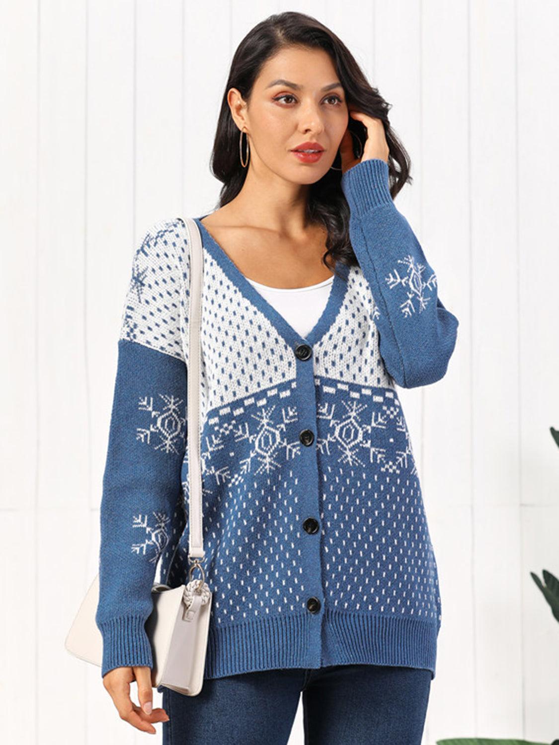 Snowflake Button Down Cardigan Carauana Store