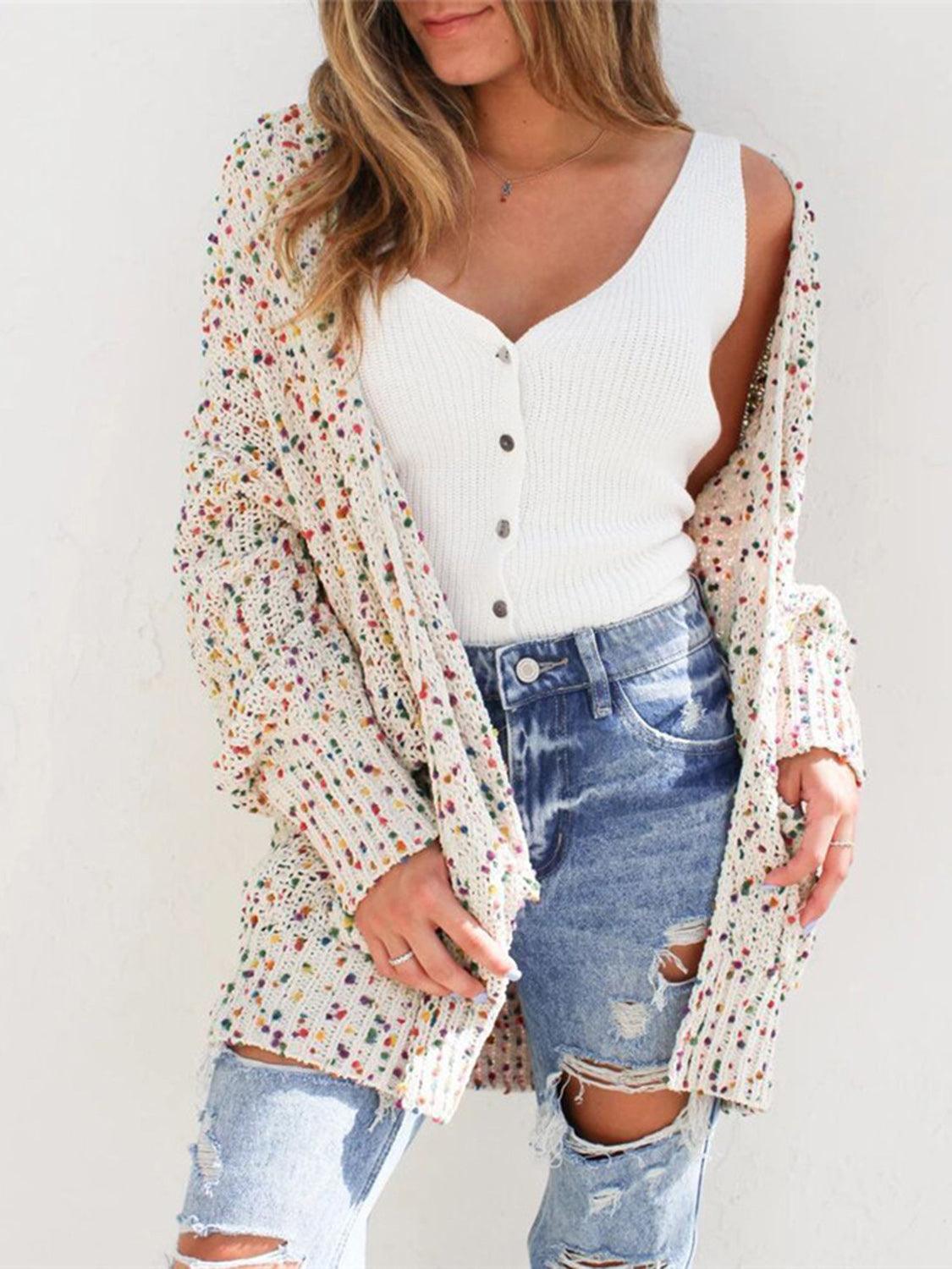 Multicolored Open Front Cardigan Carauana Store
