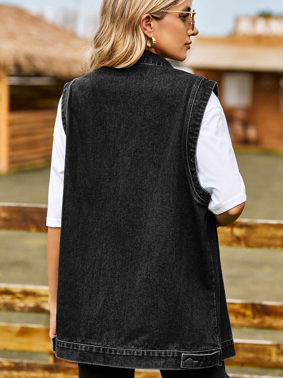 Button Down Denim Vest Carauana Store