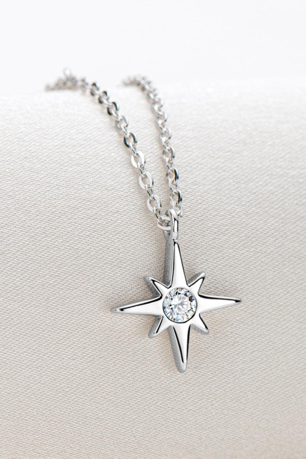 Moissanite North Star Pendant 925 Sterling Silver Necklace Carauana Store