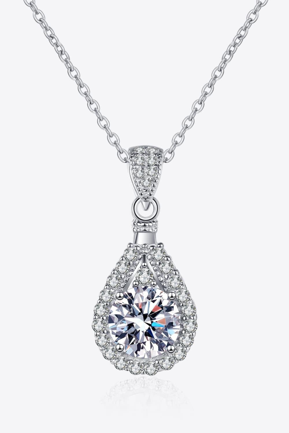 2 Carat Moissanite Teardrop Pendant 925 Sterling Silver Necklace Carauana Store
