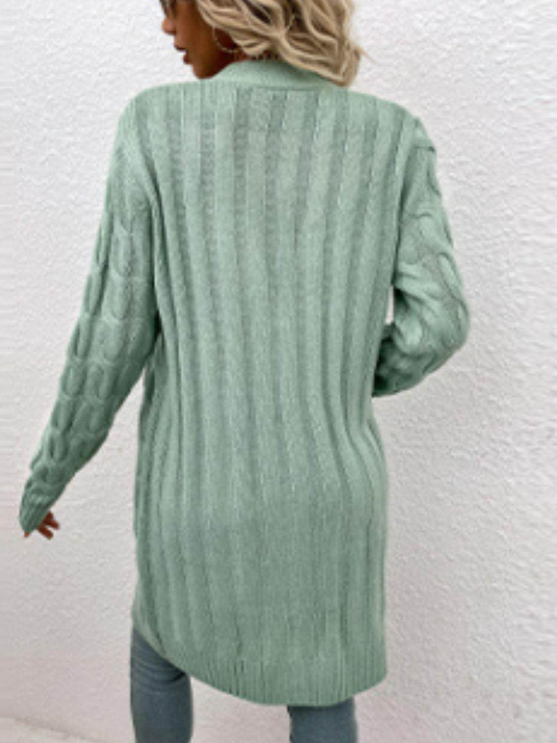 Cable-Knit Button Down Cardigan with Pockets Carauana Store