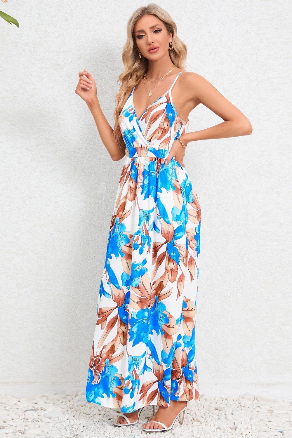 Printed Surplice Maxi Cami Dress Carauana Store