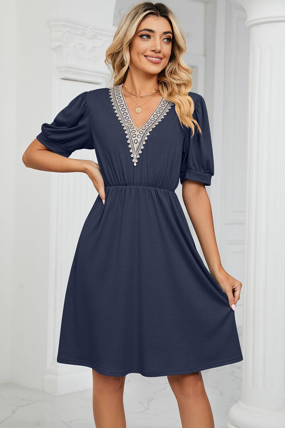 V-Neck Puff Sleeve Dress Carauana Store