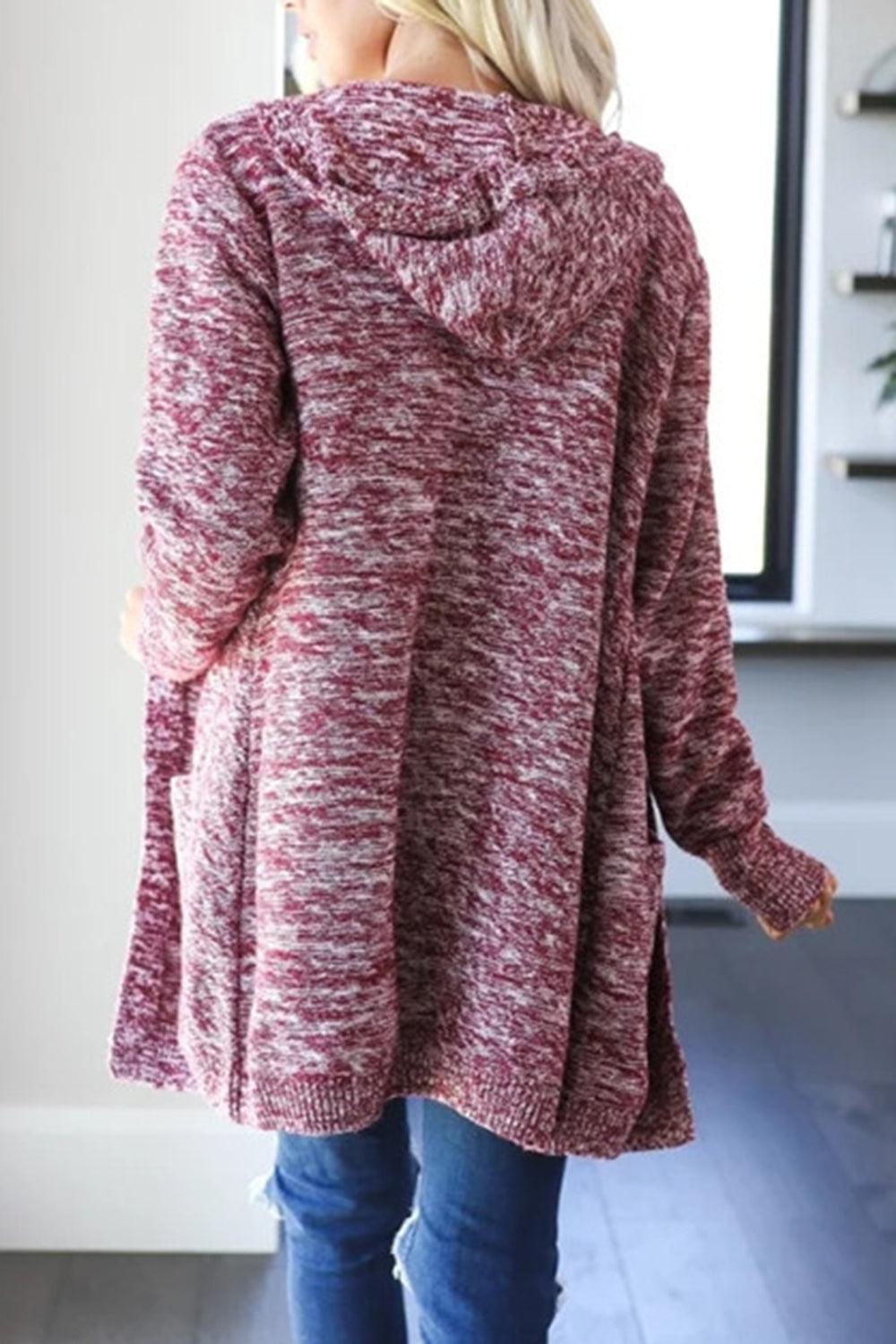 Heathered Open Front Cardigan with Pockets Carauana Store