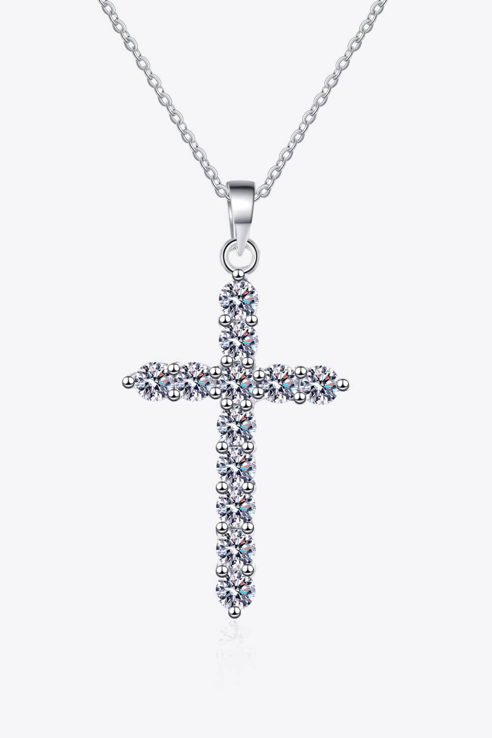 Adored 925 Sterling Silver Cross Moissanite Necklace Carauana Store