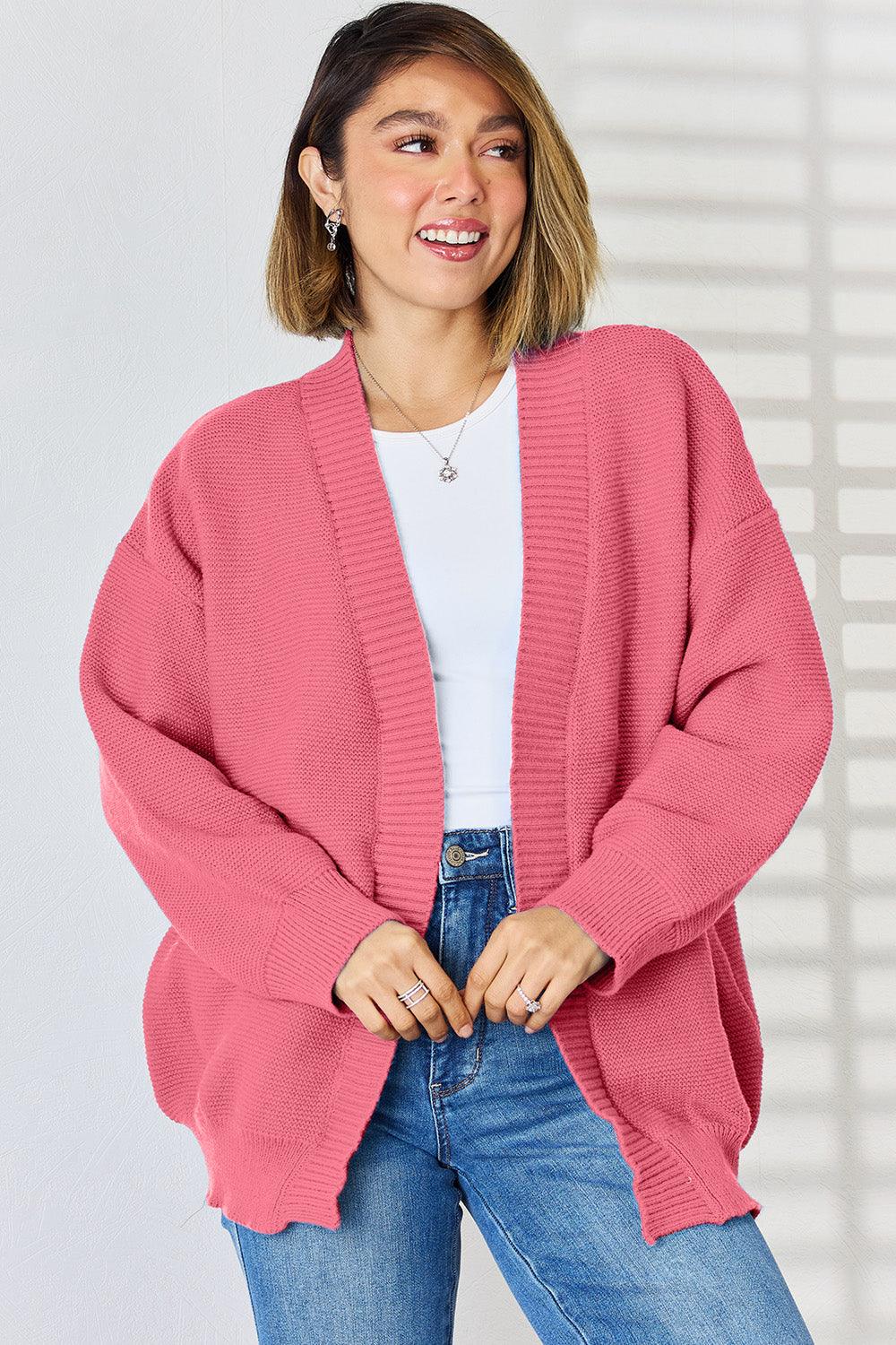 Open Front Dropped Shoulder Cardigan Carauana Store