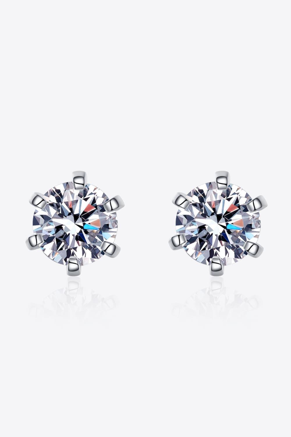 1 Carat Moissanite Rhodium-Plated Stud Earrings Carauana Store