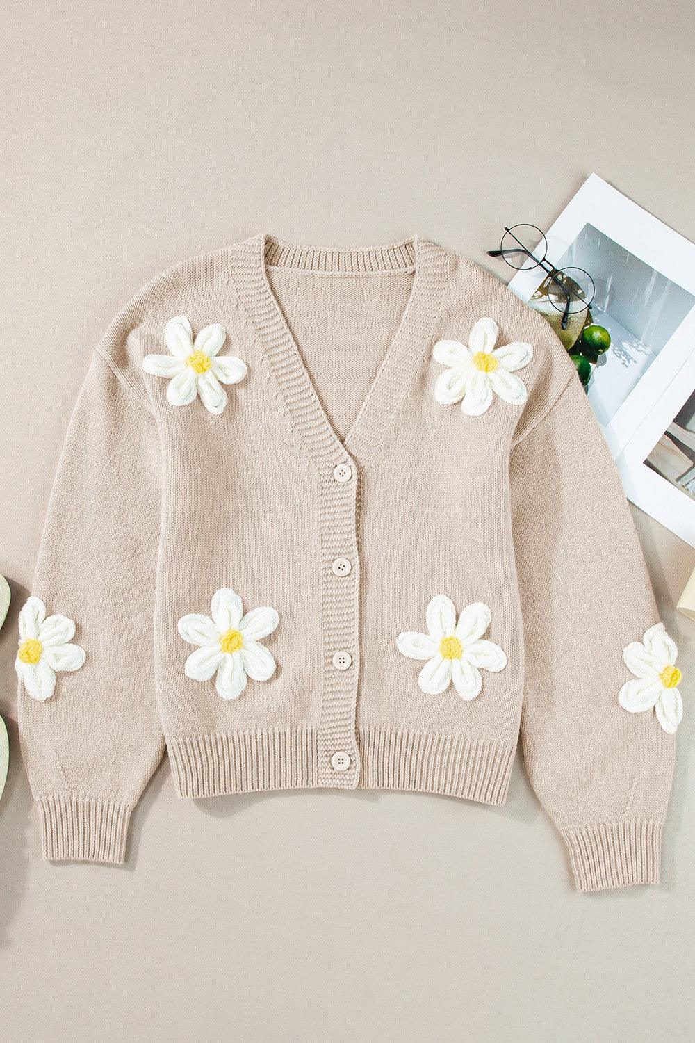 Flower Dropped Shoulder Long Sleeve Cardigan Carauana Store