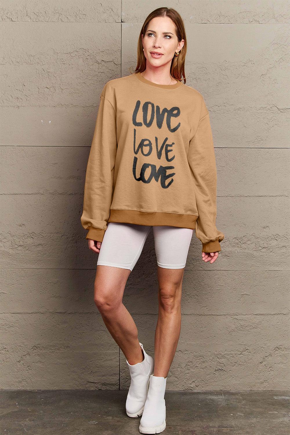 Simply Love Full Size LOVE Round Neck Sweatshirt Carauana Store