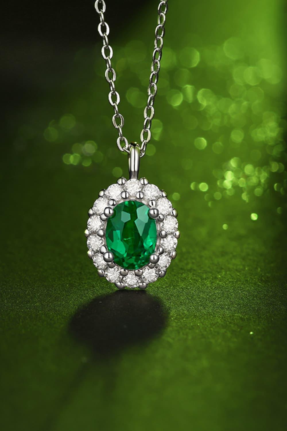 1.5 Carat Lab-Grown Emerald 925 Sterling Silver Necklace Carauana Store