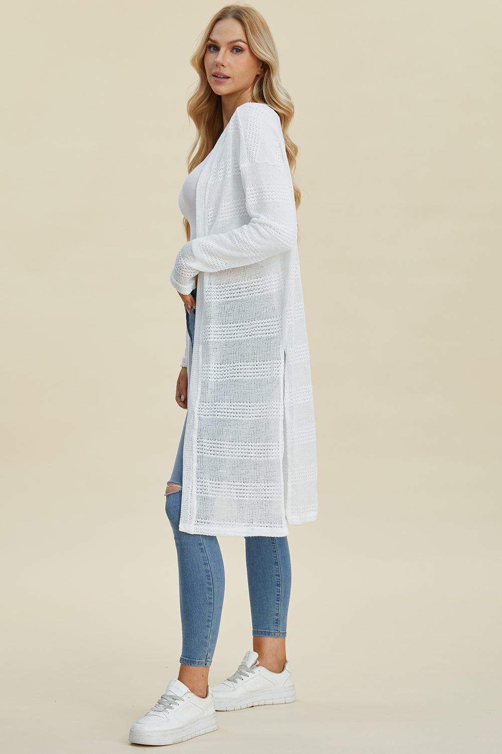 Double Take Full Size Open Front Longline Cardigan Carauana Store