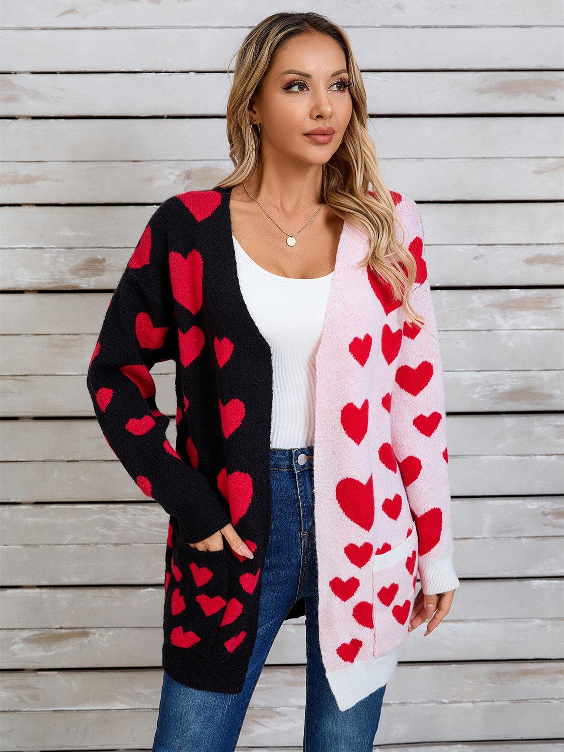 Angel Wings Heart Open Front Long Sleeve Cardigan Carauana Store