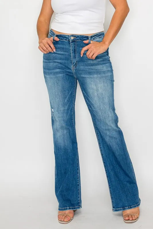 bytos Full Size Distressed High Rise Jeans with Pockets Carauana Store