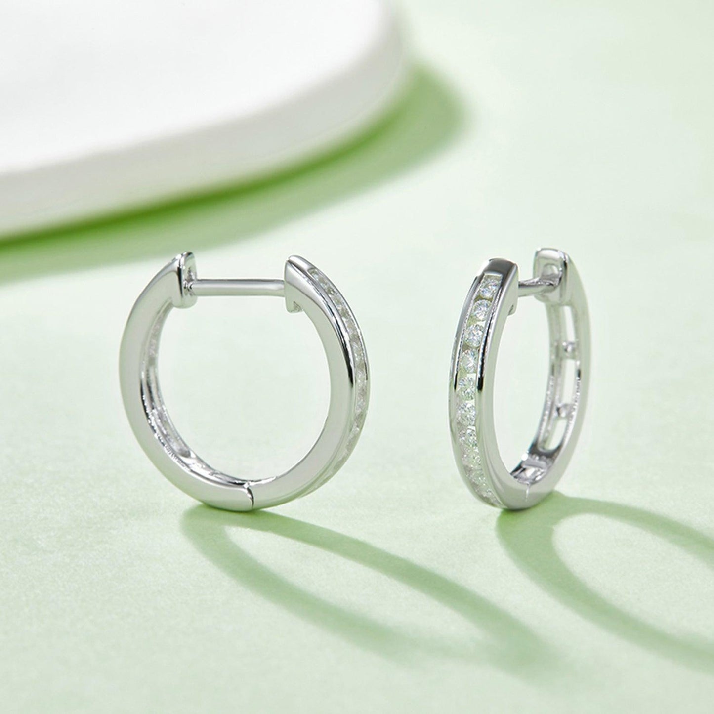 Moissanite 925 Sterling Silver Huggie Earrings Carauana Store
