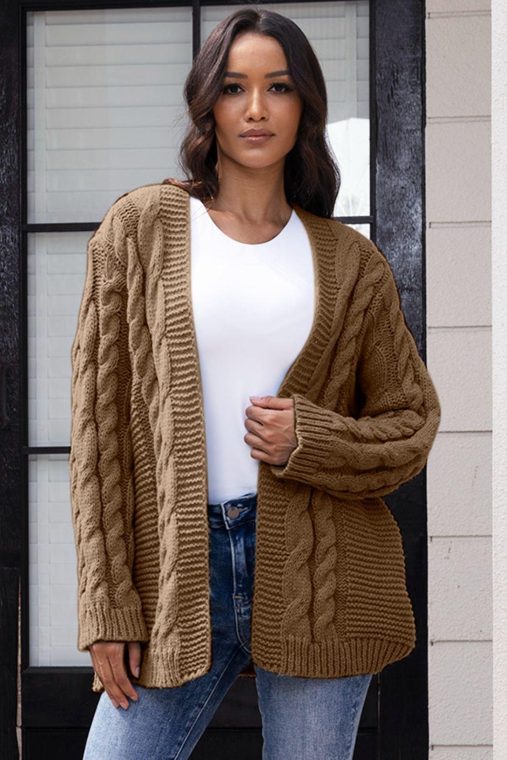 Open Front Cable-Knit Cardigan Carauana Store