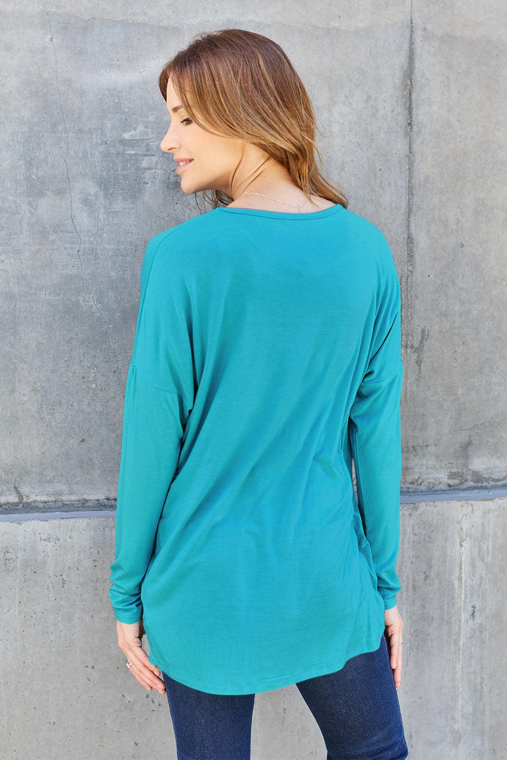 Basic Bae Full Size Round Neck Dropped Shoulder T-Shirt Carauana Store