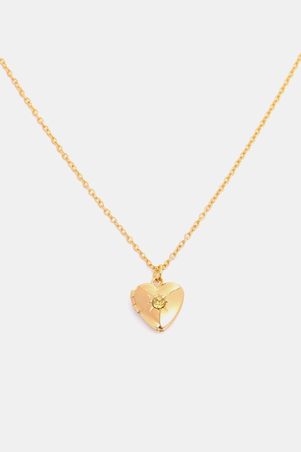 Zircon Heart Shape 14K Gold-Plated Pendant Necklace Carauana Store
