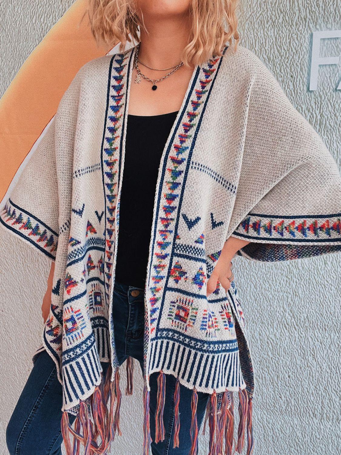 Fringe Open Front Cardigan Carauana Store