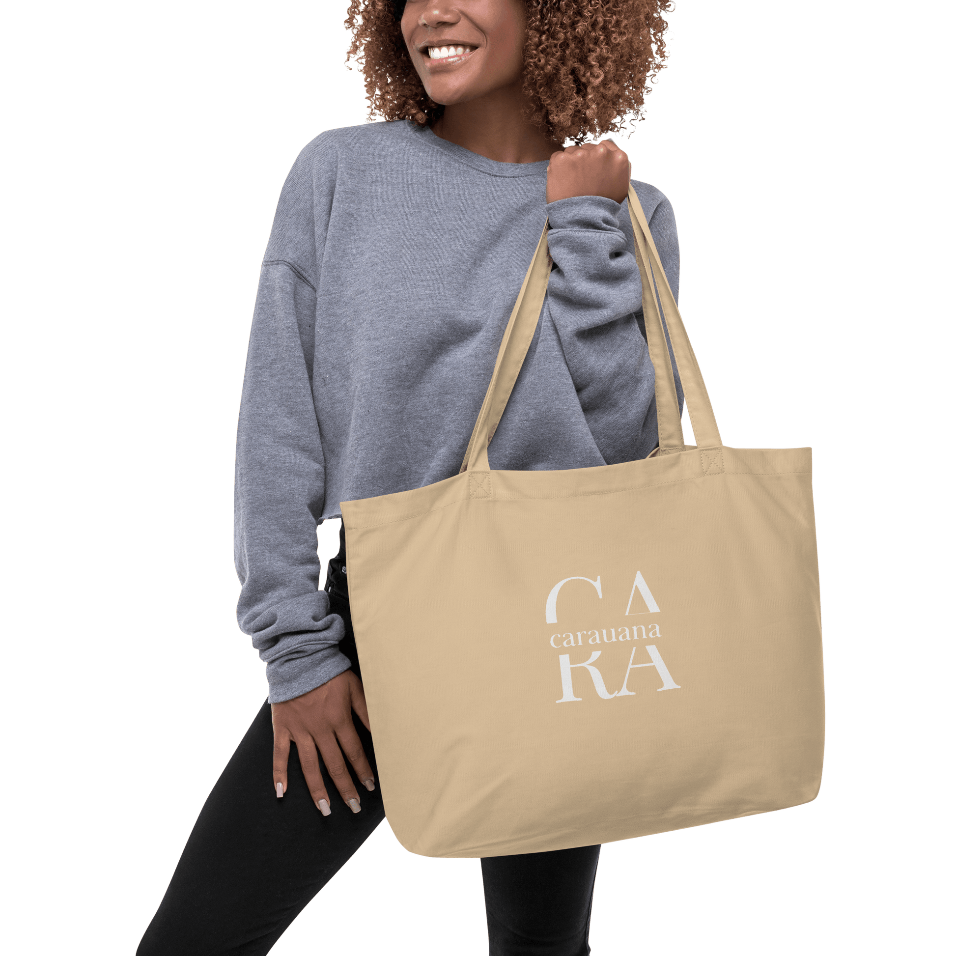CARAUANA Large organic tote Bag Beige Carauana Store