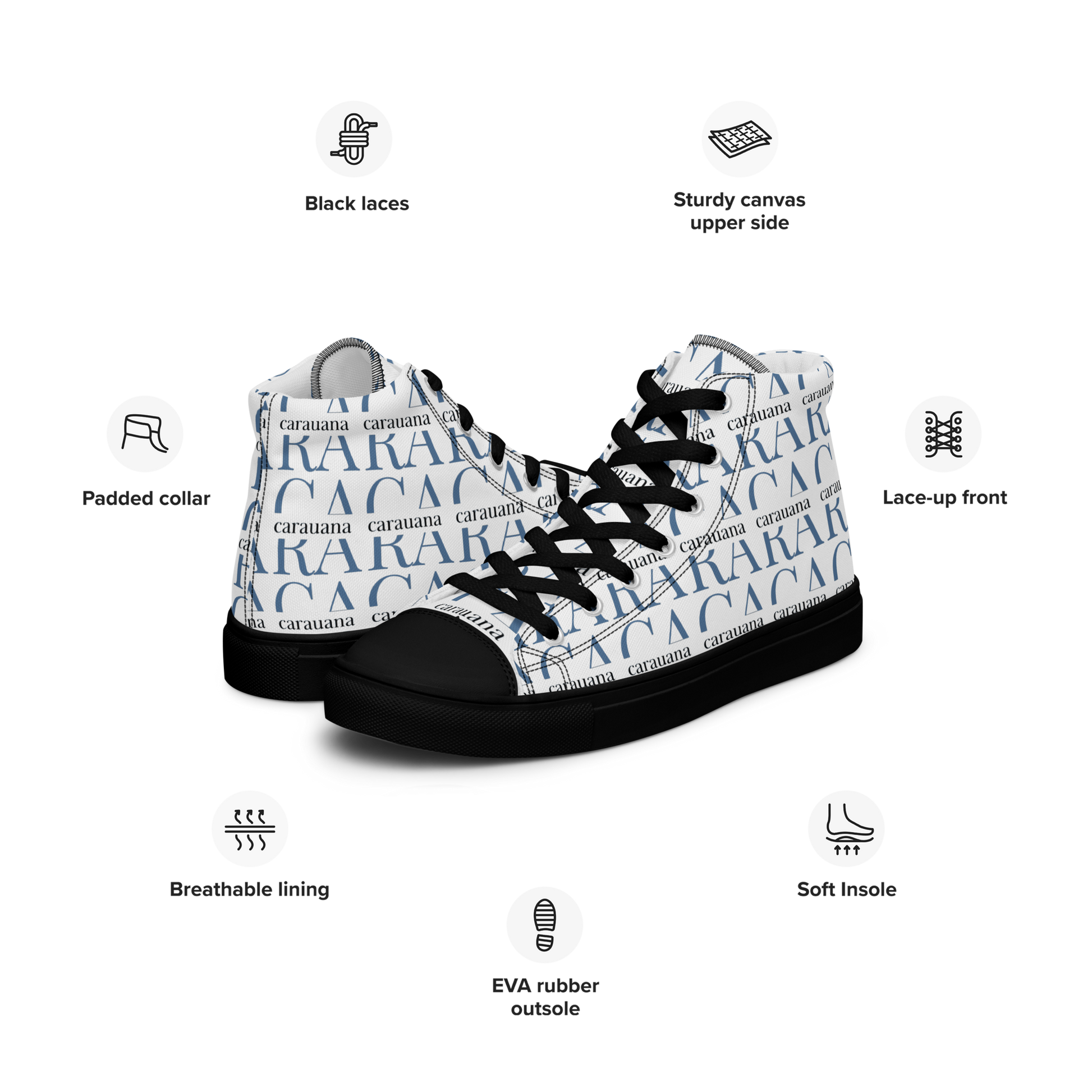 CARAUANA Fashionable high top canvas black ladies Carauana Store