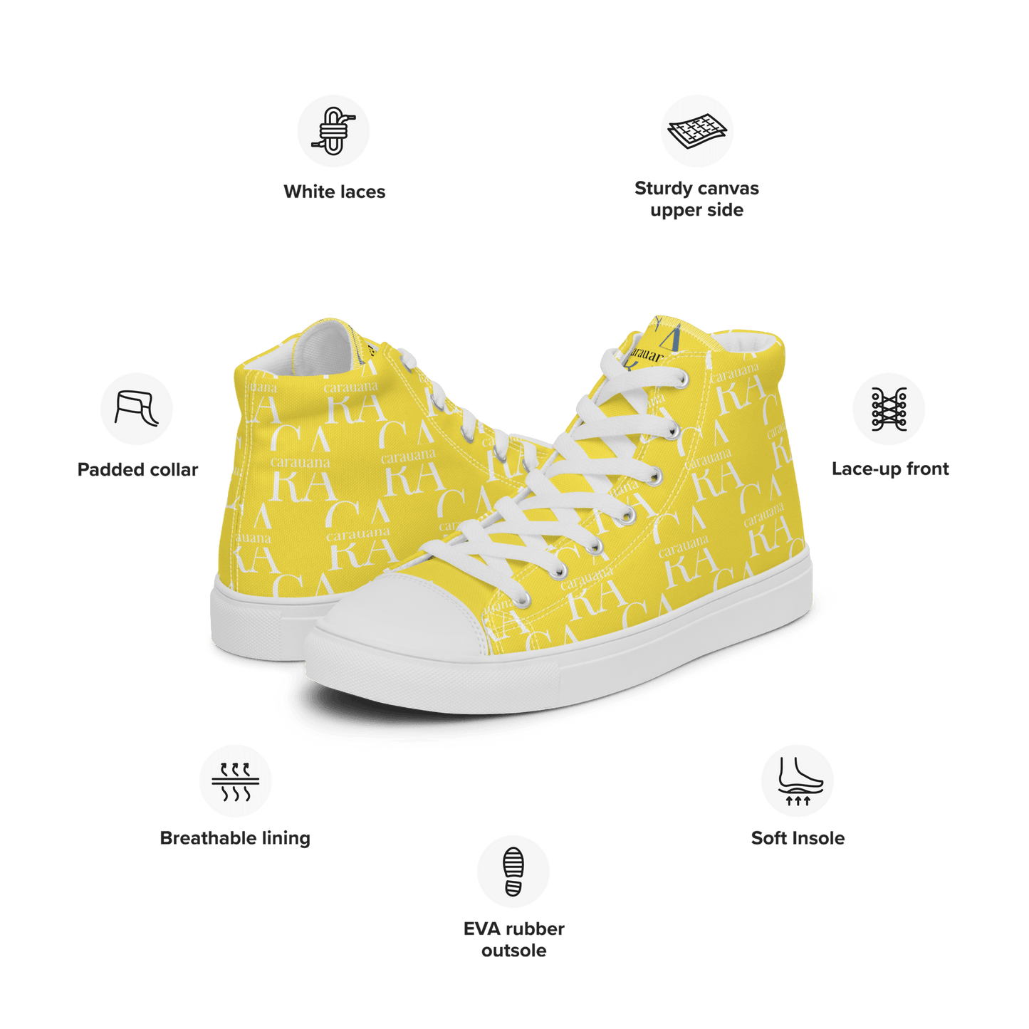 CARAUANA Hip Hop canvas shoes Yellow Branded Carauana Store