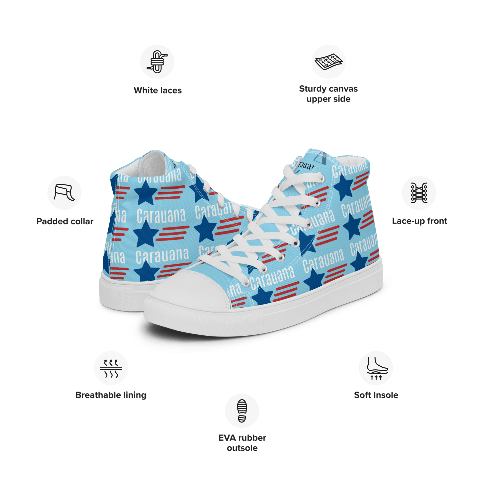 CARAUANA Hip Hop canvas shoes sky blue USA Carauana Store
