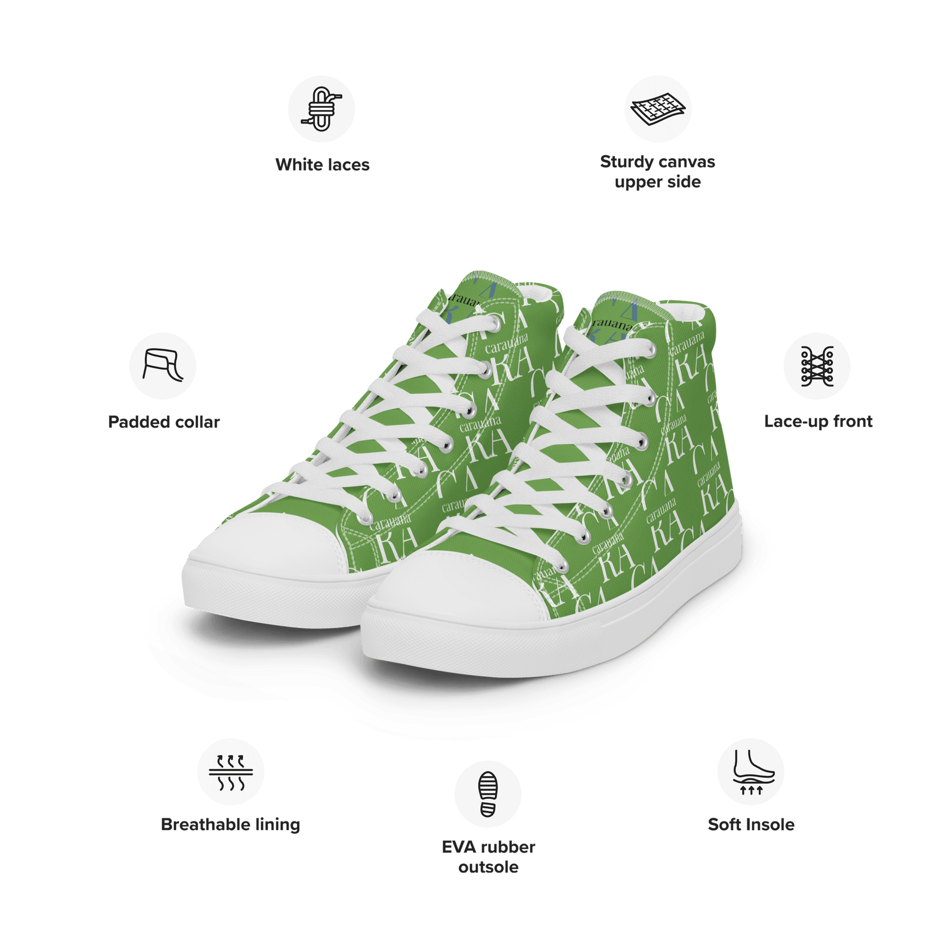 CARAUANA Hip Hop canvas shoes Green Branded Carauana Store