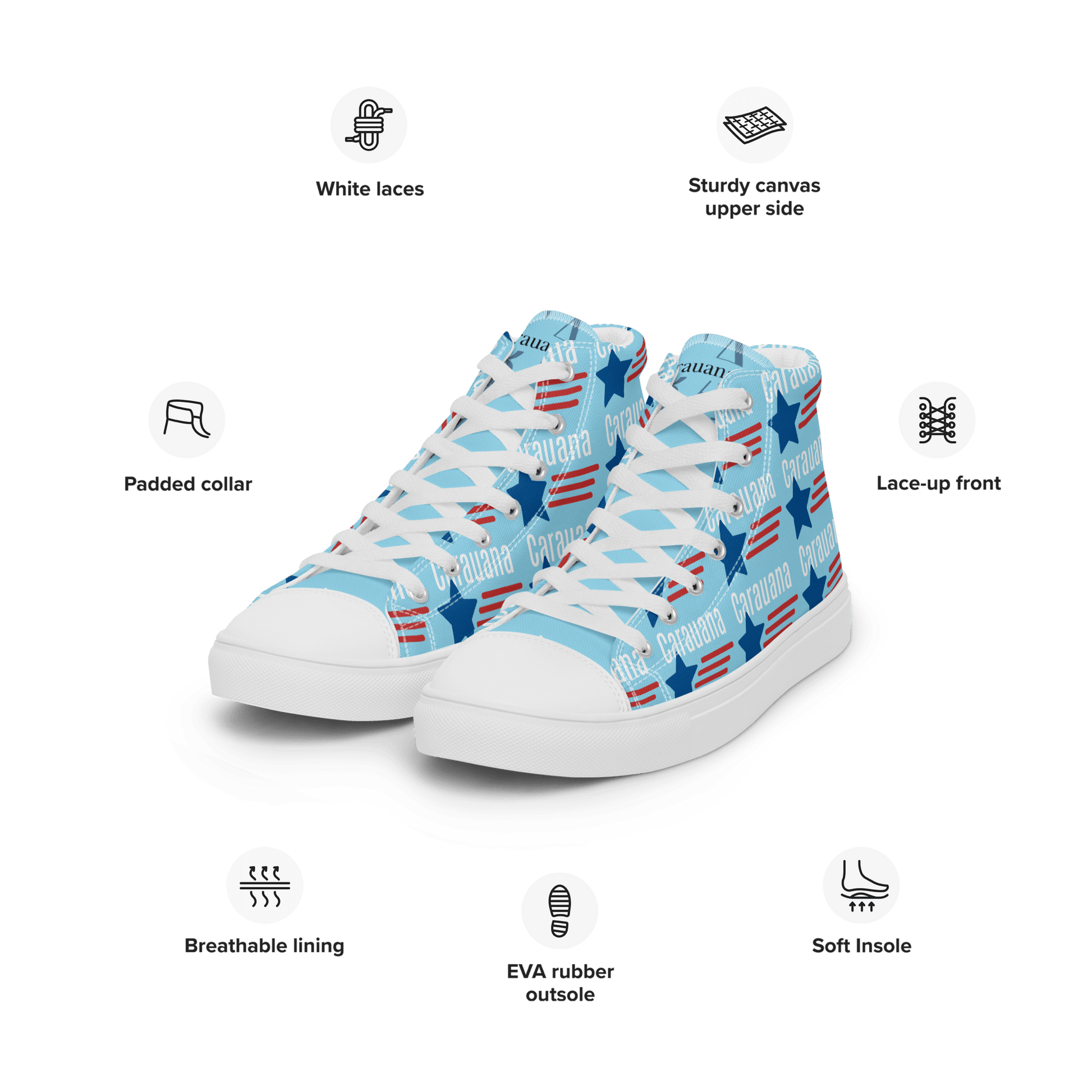 CARAUANA Hip Hop canvas shoes sky blue USA Carauana Store