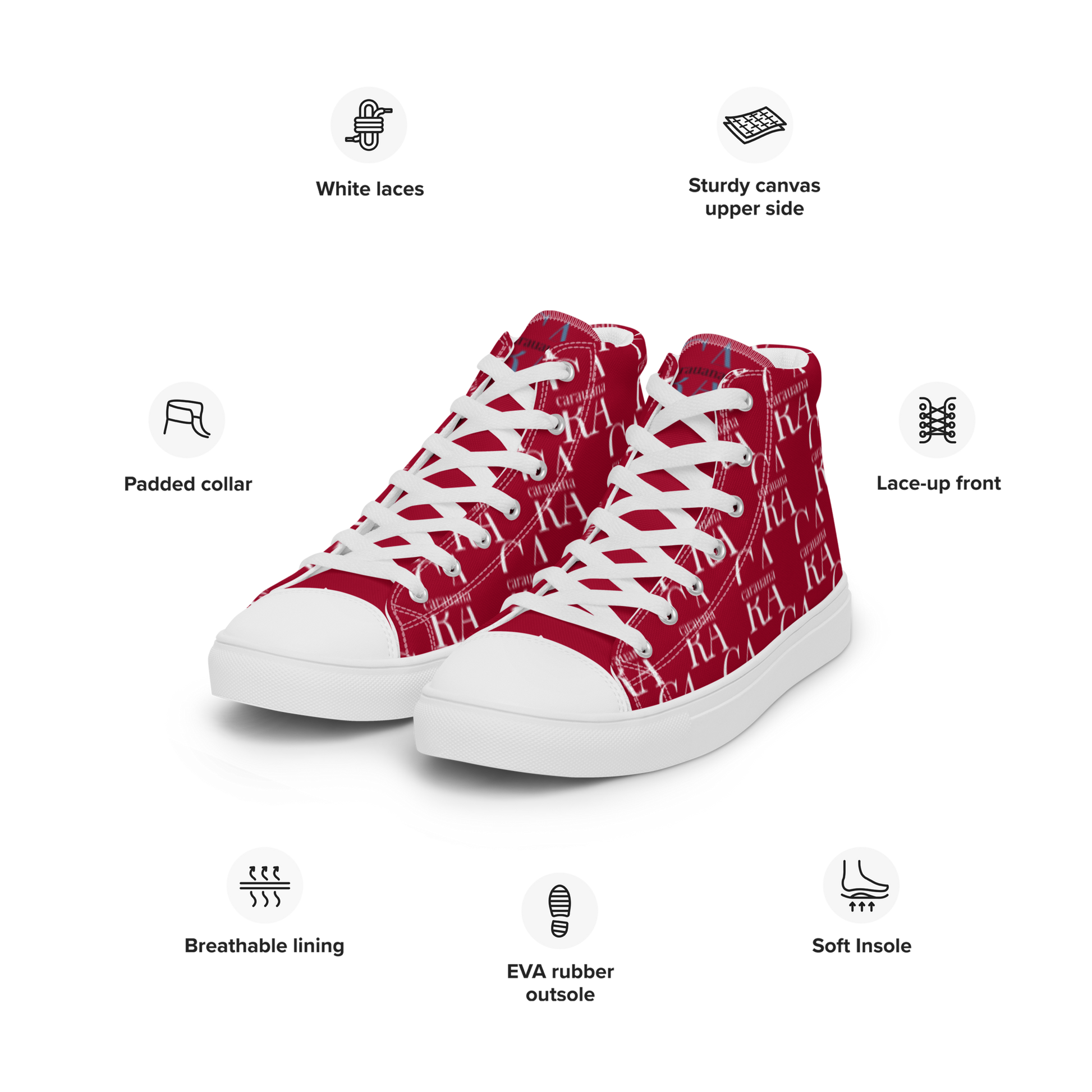 CARAUANA Hip Hop canvas shoes hot Red Branded Carauana Store