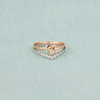 Knotted Heart Shape Inlaid Zircon Ring