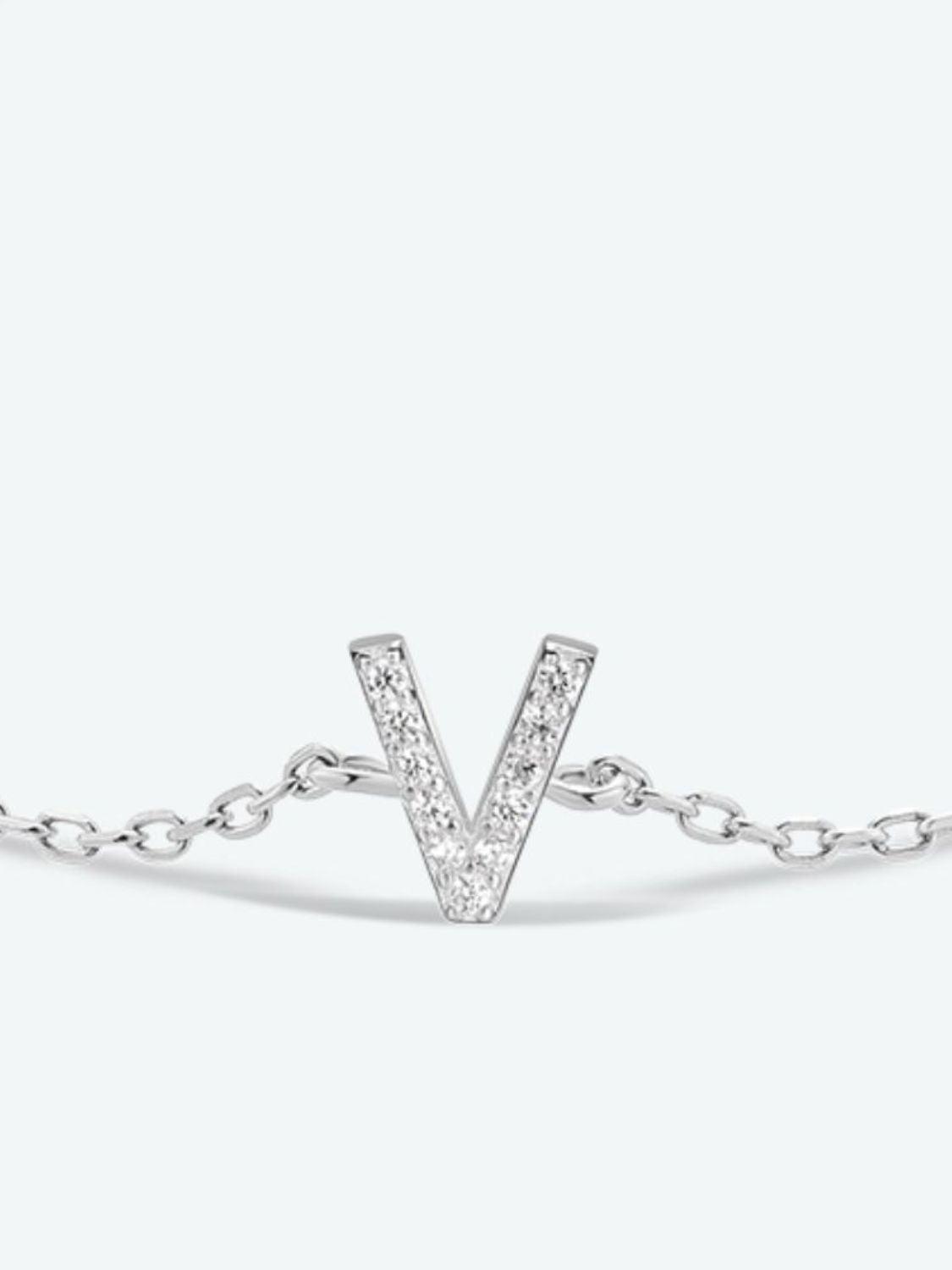 V To Z Zircon 925 Sterling Silver Bracelet