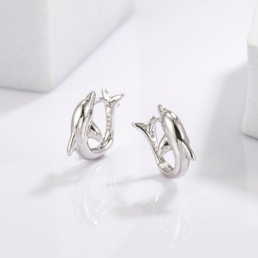 925 Sterling Silver Zircon Dolphin Earrings Carauana Store