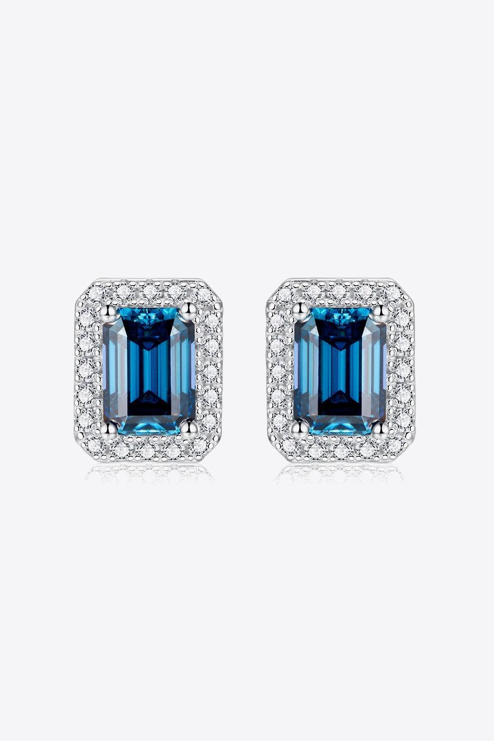 2 Carat Moissanite Stud Earrings in Indigo