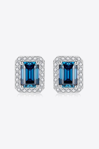 2 Carat Moissanite Stud Earrings in Indigo