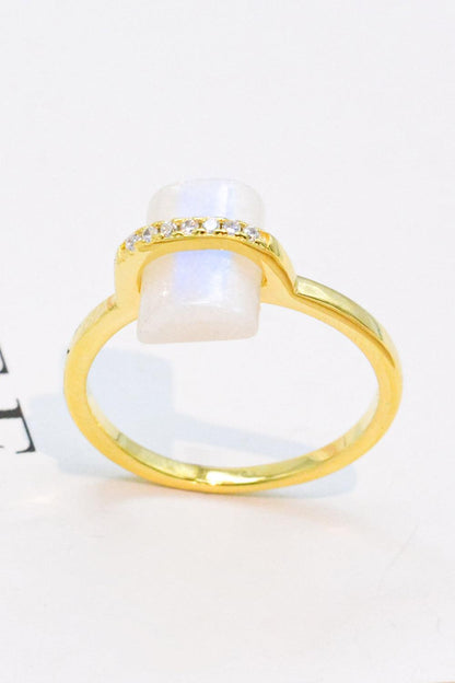 Natural Moonstone Platinum-Plated Ring