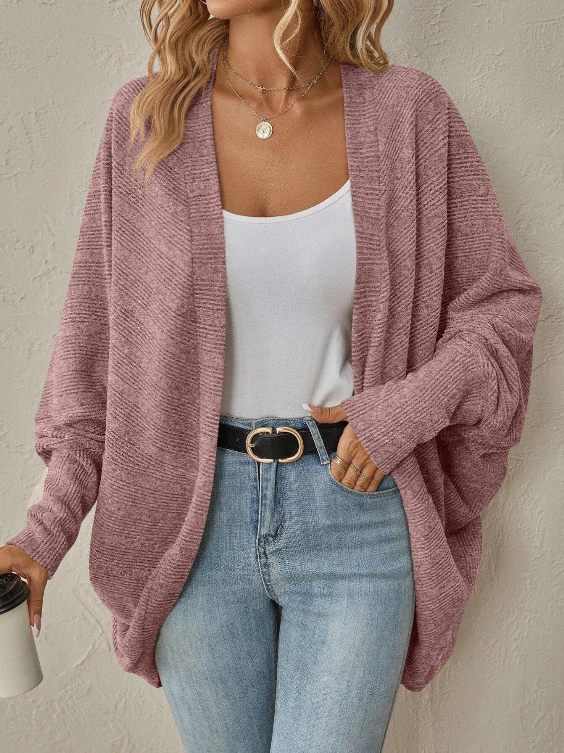 Open Front Dropped Shoulder Cardigan