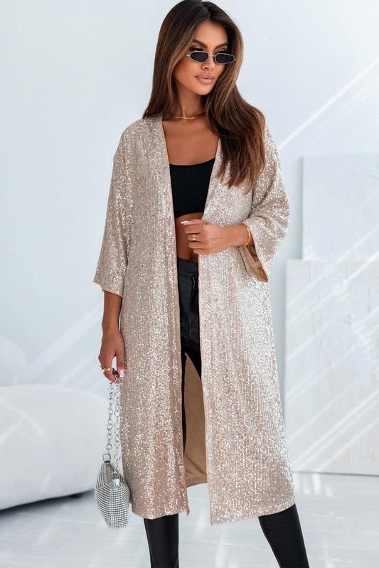 Sequin Open Front Duster Cardigan Carauana Store