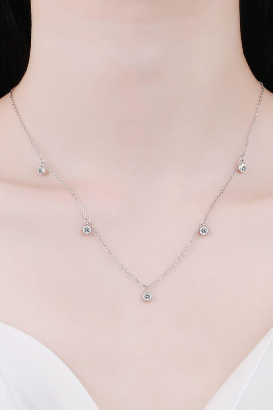 Moissanite Rhodium-Plated Necklace Carauana Store