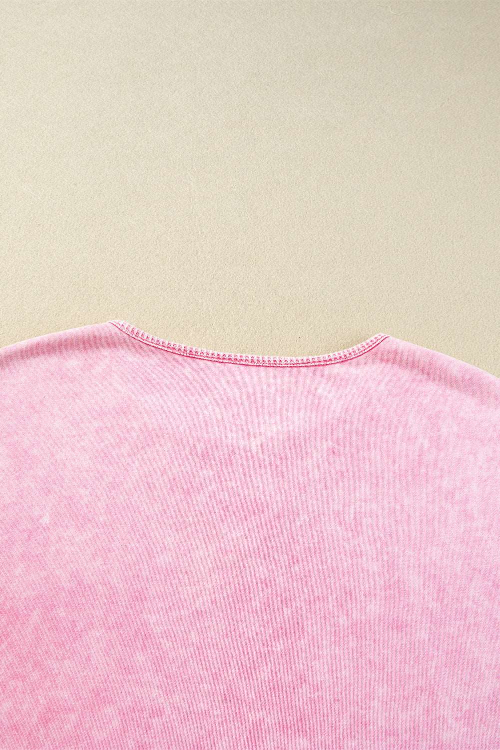 Strawberry Pink Mineral Wash Exposed Seam Drop Shoulder Oversized Tee CaRaUaNa Fashion