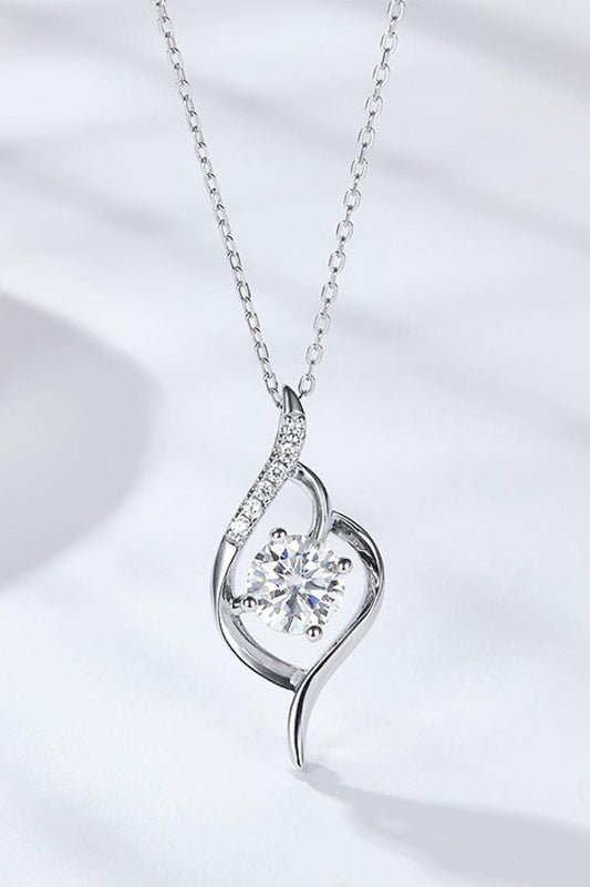 Platinum-Plated 1 Carat Moissanite Pendant Necklace Carauana Store