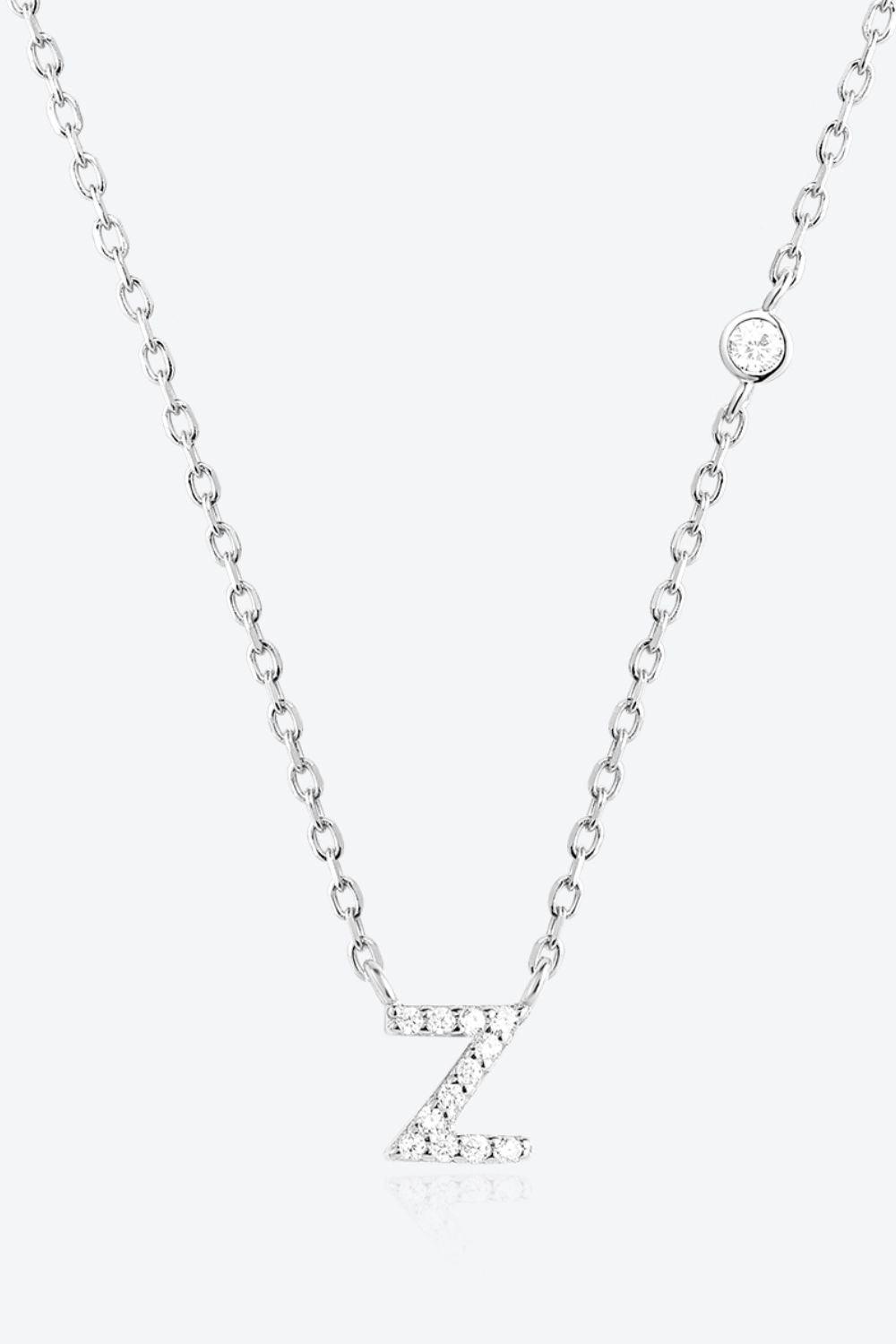 V To Z Zircon 925 Sterling Silver Necklace