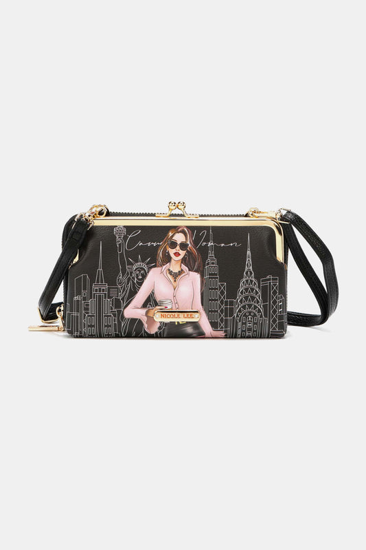 Nicole Lee USA Signature Kiss Lock Crossbody Wallet 