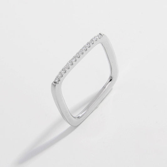 925 Sterling Silver Zircon Square Ring Carauana Store