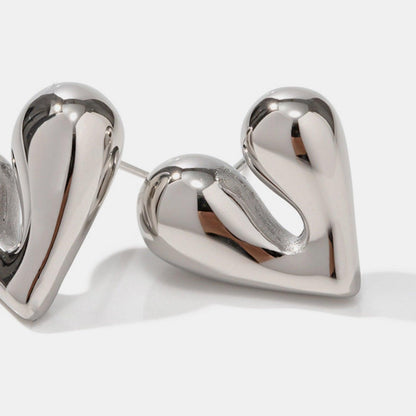 Heart Shape Stainless Steel Stud Earrings