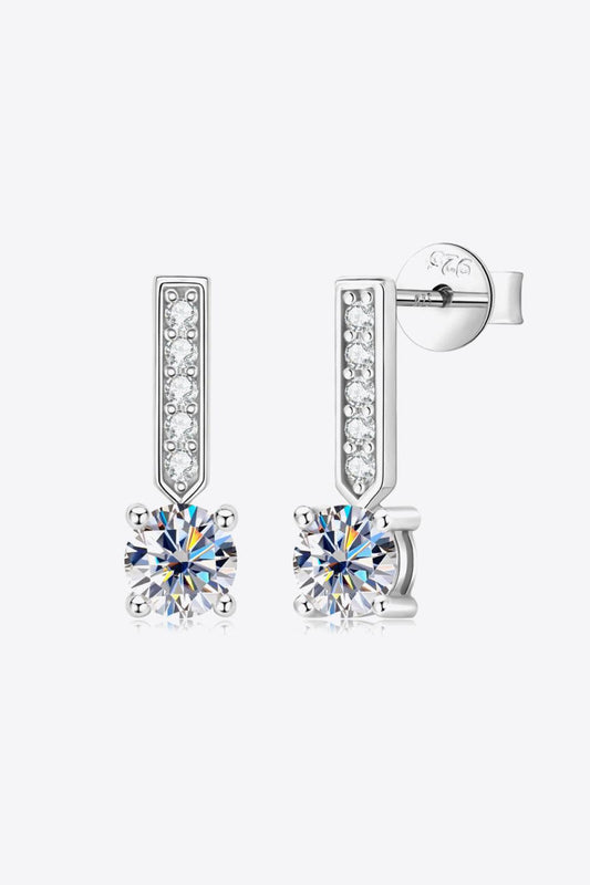 Moissanite and Zircon 925 Sterling Silver Drop Earrings Carauana Store